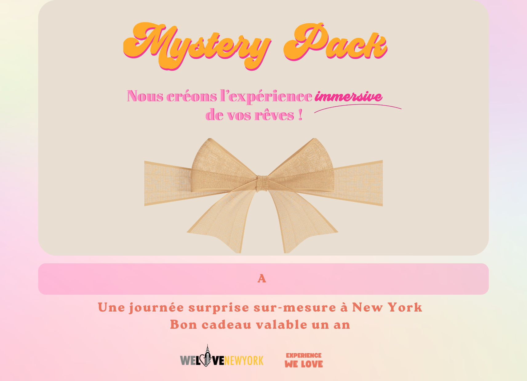 Bon cadeau New York pour le Mystery Pack