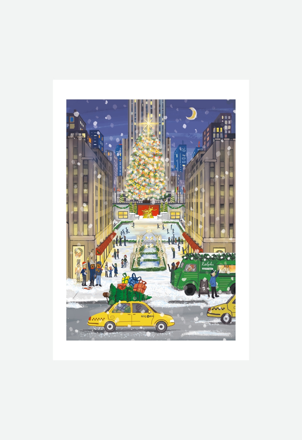 Affiche New York Noël Rockefeller Center Christmas Tree, papier Beaux-Arts