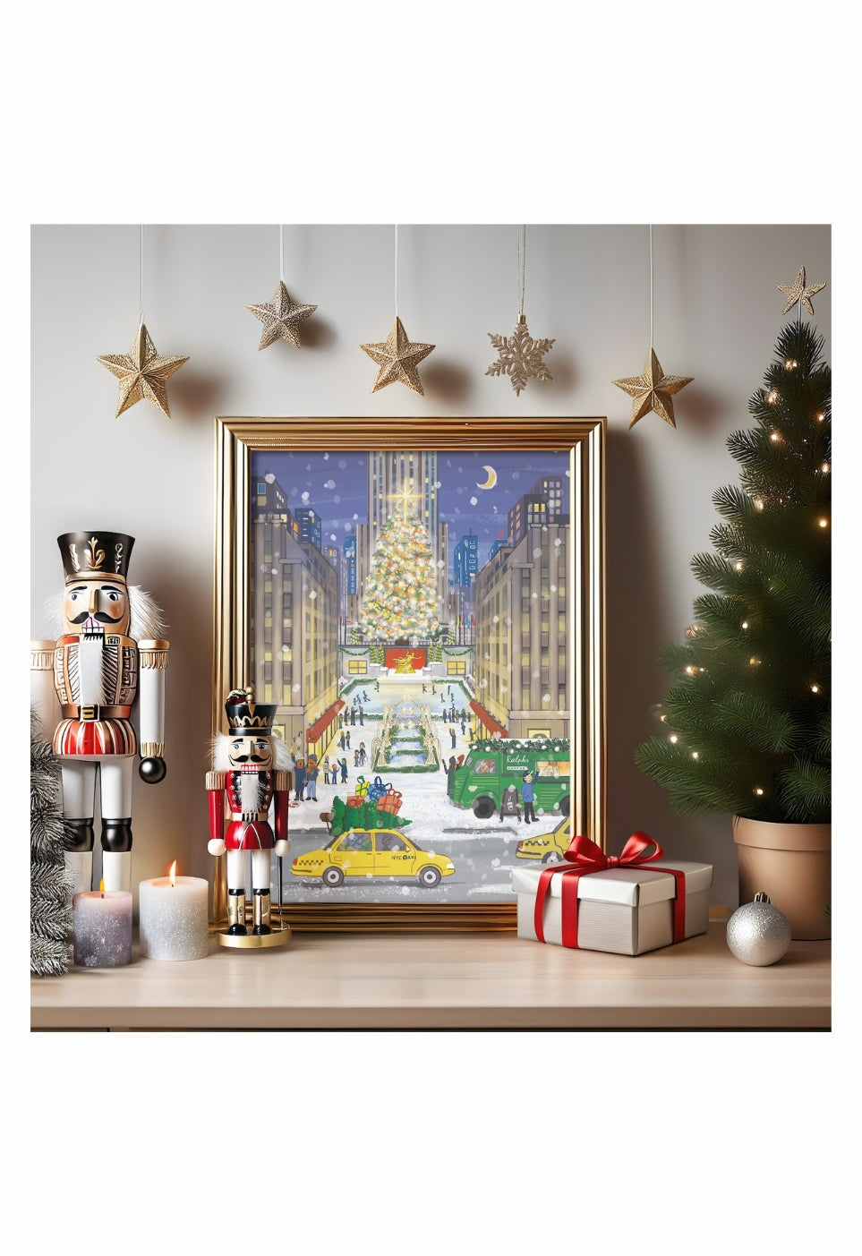 Affiche New York Noël Rockefeller Center Christmas Tree, papier Beaux-Arts